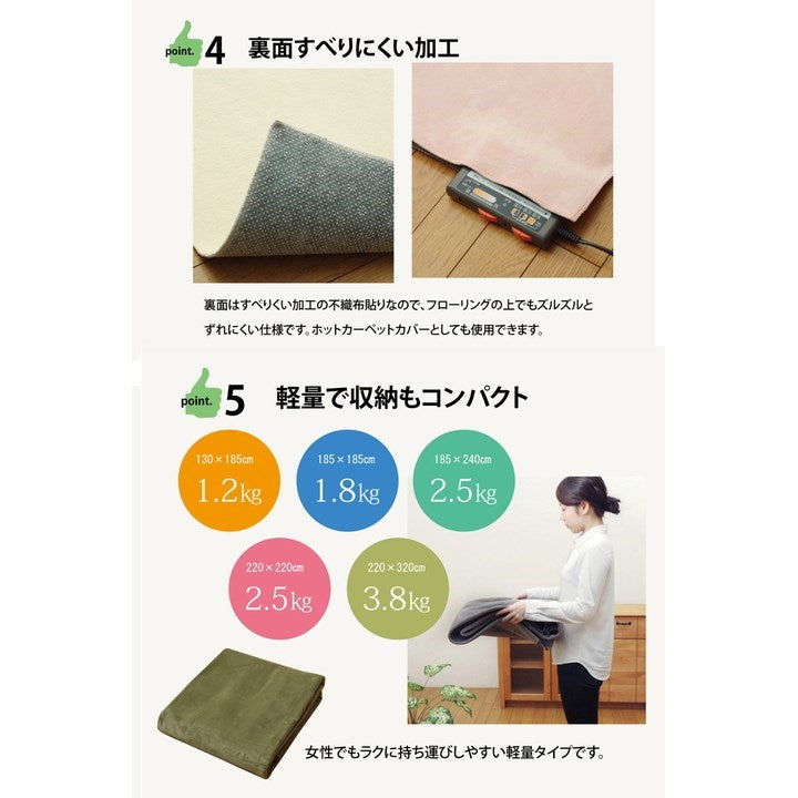 ラグ カーペット 1.5畳 洗える 無地 『イーズ』 グリーン 約130×185cm 裏:すべりにくい加工 (ホットカーペット対応) イーズ(代引不可)