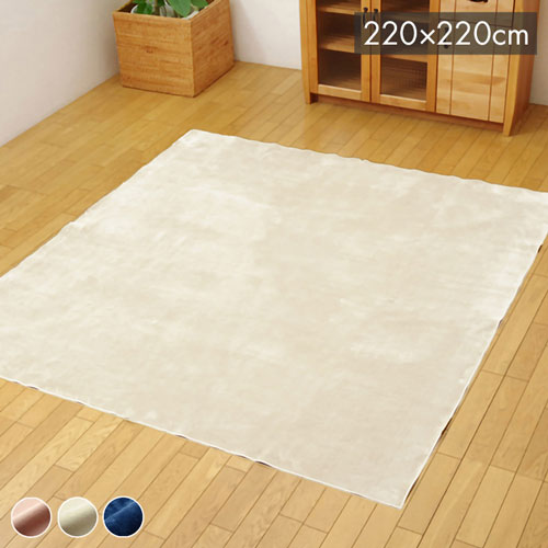 ラグ カーペット 3畳 洗える 無地 『イーズ』 アイボリー 約220×220cm 裏:すべりにくい加工 (ホットカーペット対応) イーズ(代引不可)