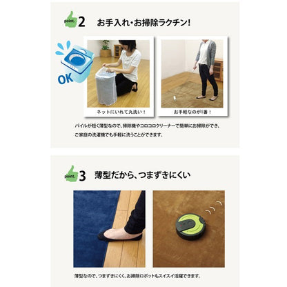 ラグ カーペット 4.5畳 洗える 無地 『イーズ』 グレー 約220×320cm 裏:すべりにくい加工 (ホットカーペット対応) イーズ(代引不可)