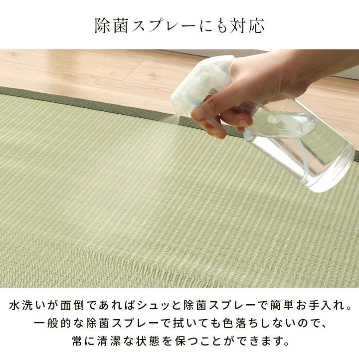 洗える ござ 日本製 国産 カーペット 丈夫 除菌スプレー対応 敷詰 ラグ 敷物 ペット 無地 グリーン 江戸間1畳(約87×174cm) 五木(代引不可)