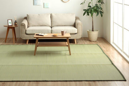 洗える ござ 日本製 国産 カーペット 丈夫 除菌スプレー対応 敷詰 ラグ 敷物 ペット 無地 グリーン 江戸間1畳(約87×174cm) 五木(代引不可)