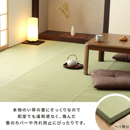洗える ござ 日本製 国産 カーペット 丈夫 除菌スプレー対応 敷詰 ラグ 敷物 ペット 無地 グリーン 江戸間1畳(約87×174cm) 五木(代引不可)