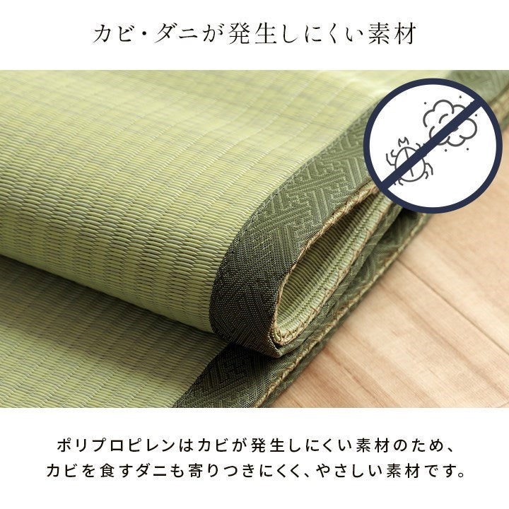 洗える ござ 日本製 国産 カーペット 丈夫 除菌スプレー対応 敷詰 ラグ 敷物 ペット 無地 グリーン 江戸間1畳(約87×174cm) 五木(代引不可)