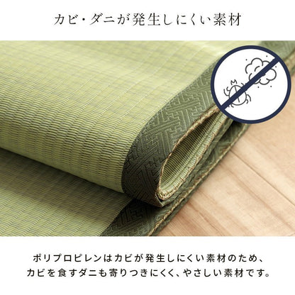 洗える ござ 日本製 国産 カーペット 丈夫 除菌スプレー対応 敷詰 ラグ 敷物 ペット 無地 グリーン 江戸間1畳(約87×174cm) 五木(代引不可)