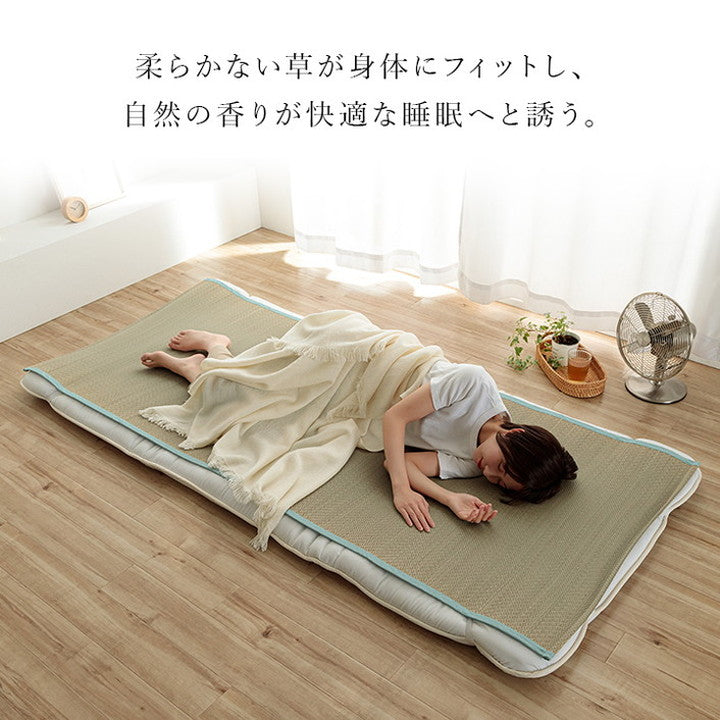 敷きパッド い草 110×200cm セミダブル 日本製 寝具 シーツ 敷きパッド 国産 国産 さらさら 吸汗 調湿 消臭 お手入れ簡単 ブルー インテリア 寝具 おしゃれ オールシーズン インテリア(代引不可)