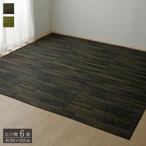 純国産 い草花ござカーペット 『カイン』 ブルー 江戸間6畳(約261×352cm) カイン(代引不可)