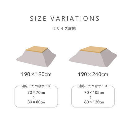フランネル こたつ布団 単品 長方形 約190×240cm シンプル くすみカラー 無地 ツートン 洗える コーデュロイ調 おしゃれ 北欧 かわいい 一人暮らし シンプル(代引不可)