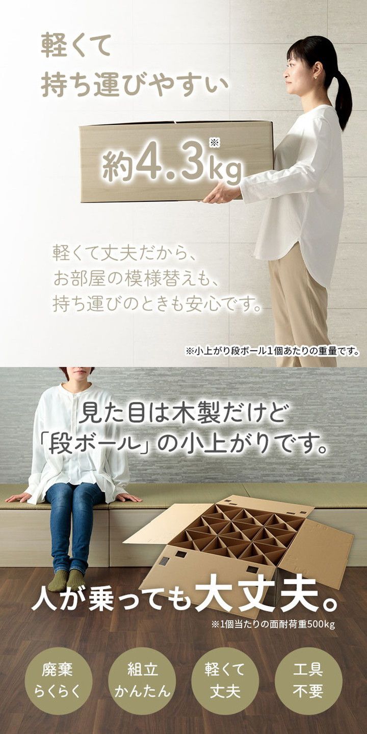 畳 1組セット ユニット 70×70×29.5cm 置き畳 小上がり 和室 和モダン 段ボール 畳ベッド 畳ベンチ エコ 軽量 簡単 寝具 ベッド おしゃれ オールシーズン かわいい 北欧(代引不可)
