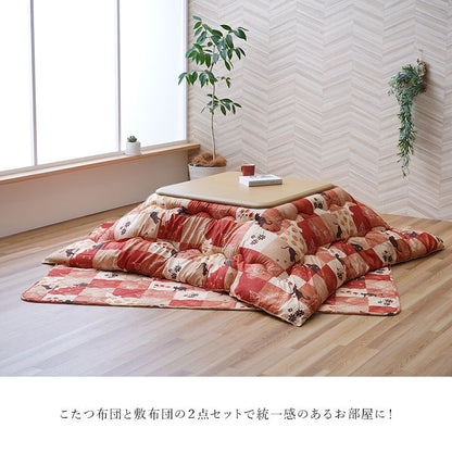 こたつ布団 掛敷セット 190×190cm 正方形 こたつ掛布団 こたつ敷布団 おしゃれ 北欧 猫柄 ねこ かわいい ピーチスキン加工 節電 省エネ シンプル 新生活 一人暮らし(代引不可)