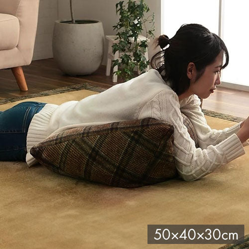 クッション チェック カジュアル 寄りかかり 背もたれ ブラウン 約50×40×30cm カリス(代引不可)