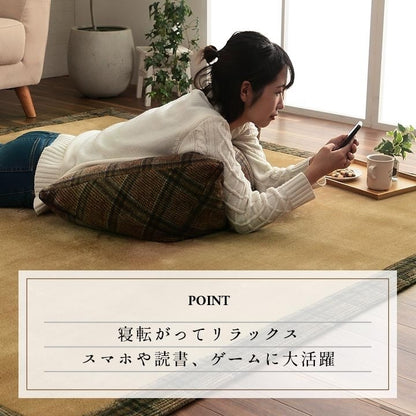 クッション チェック カジュアル 寄りかかり 背もたれ ブラウン 約50×40×30cm カリス(代引不可)