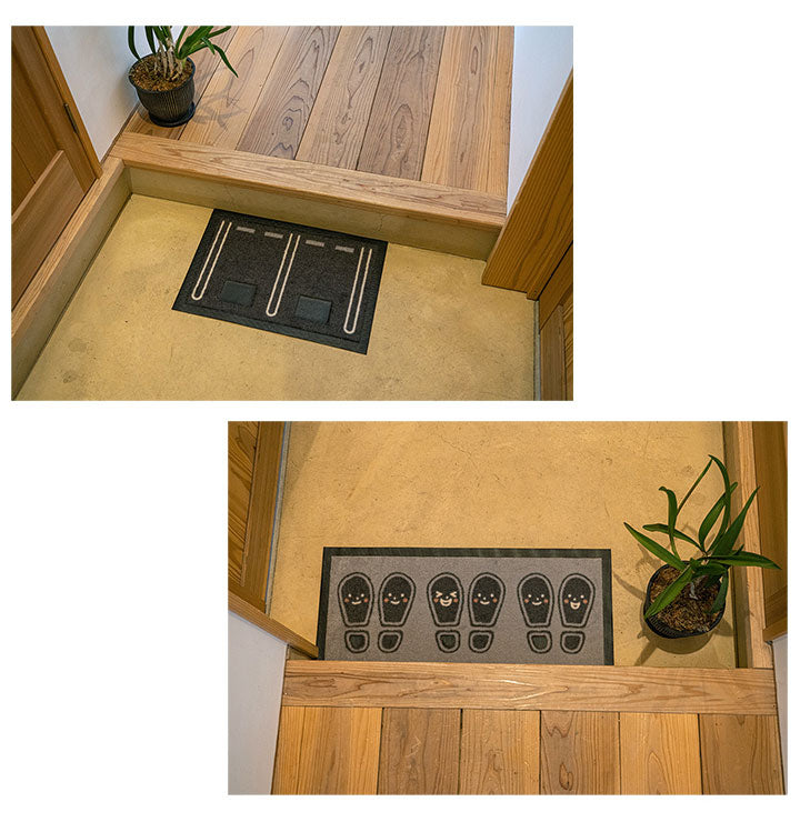 玄関マット マット 玄関マット 靴置きマット 便利 お子様 あしあとタイプ 二人用 30×45cm(代引不可)