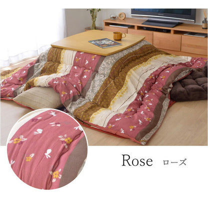 こたつ布団 和柄 こたつ布団 正方形 掛け単品 『こよみ』 ローズ グリーン 約205×205cm おしゃれ かわいい ピーチスキン加工(代引不可)