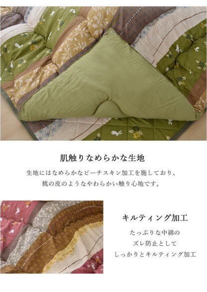こたつ布団 和柄 こたつ布団 長方形 掛け単品 『こよみ』 ローズ グリーン 約205×245cm おしゃれ かわいい ピーチスキン加工(代引不可)