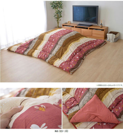 こたつ布団 和柄 こたつ布団 長方形大 掛け単品 『こよみ』 ローズ グリーン 約205×285cm おしゃれ かわいい ピーチスキン加工(代引不可)