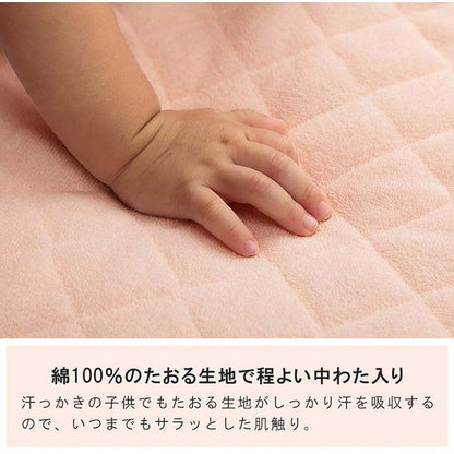コット敷きパッド 58×101cm 寝具 敷きパッド お昼寝 コット専用 保育園 キッズ ジュニア 綿100% 四隅ゴムバンド付き ズレない 洗える 洗濯機丸洗い 優しいタオル地(代引不可)