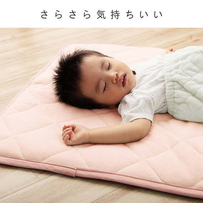 ベビーマットレス 70×120cm 寝具 お昼寝マット 肌掛け布団 一体型 寝冷え対策 キッズ ジュニア 綿100% 滑り止め付き 洗える 洗濯機丸洗い 優しいタオル地(代引不可)