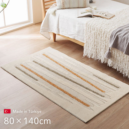 カーペット デザインラグ ウィルトンカーペット ルームマット ラグマット 長方形 アイボリー 北欧柄 シンプル 約80×140cm リゼロ(代引不可)