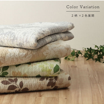 マルチカバー おしゃれ 洗える 長方形 約190×240cm 綿 リーフ 水洗いキルト リバーシブル ベッドスプレッド こたつカバー ソファカバー ホットカーペットカバー インテリア おしゃれ(代引不可)