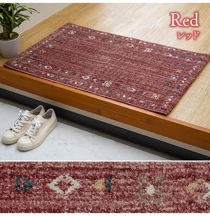 ウィルトン玄関マット 玄関 マット トルコ製 ウィルトン 織り 民族柄 エスニック シンプル 抗菌防臭 消臭 丈夫 へたりにくい 1年中 ソファー前用 ベッドサイド用 約70×120cm ナチュラル(代引不可)