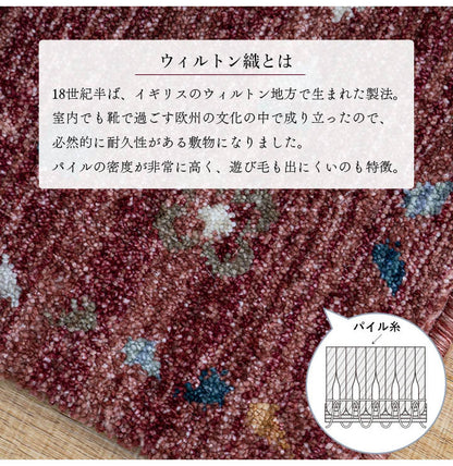 ウィルトン玄関マット 玄関 マット トルコ製 ウィルトン 織り 民族柄 エスニック シンプル 抗菌防臭 消臭 丈夫 へたりにくい 1年中 ソファー前用 ベッドサイド用 約70×120cm ナチュラル(代引不可)