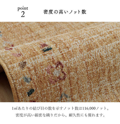 ウィルトン玄関マット 玄関 マット トルコ製 ウィルトン 織り 民族柄 エスニック シンプル 抗菌防臭 消臭 丈夫 へたりにくい 1年中 ソファー前用 ベッドサイド用 約70×120cm ナチュラル(代引不可)