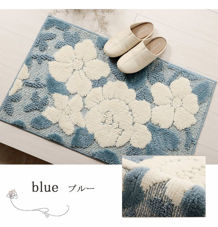 玄関マット ボリューム 滑りにくい 丸洗いOK 花柄 立体的 清潔 お洒落 50×80cm おしゃれ かわいい(代引不可)