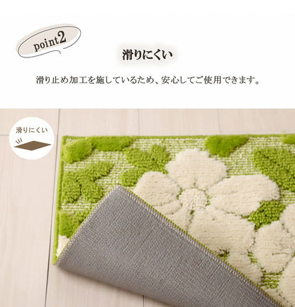 玄関マット ボリューム 滑りにくい 丸洗いOK 花柄 立体的 清潔 お洒落 60×90cm おしゃれ かわいい(代引不可)