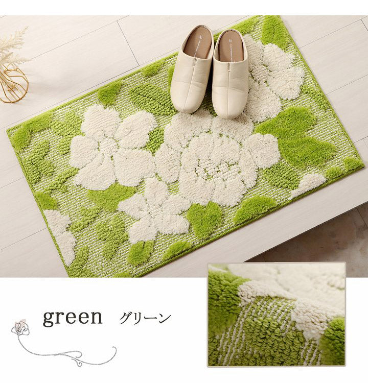 玄関マット ボリューム 滑りにくい 丸洗いOK 花柄 立体的 清潔 お洒落 60×90cm おしゃれ かわいい(代引不可)