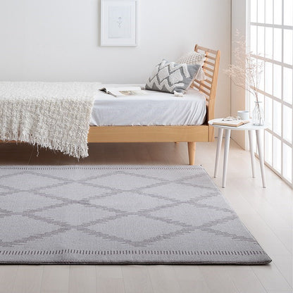 ラグ カーペット ベニワレン柄 シンプル 撥水 手洗い ボリュームラグ ホットカーペット対応 床暖房対応 グレー 約185×185cm ミエル(代引不可)