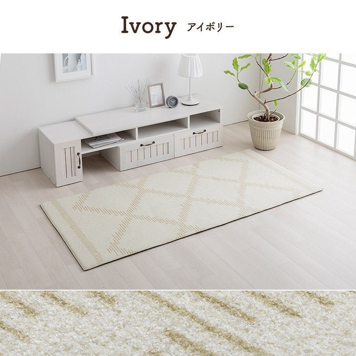 ラグ カーペット ベニワレン柄 シンプル 撥水 手洗い ボリュームラグ ホットカーペット対応 床暖房対応 グレー 約200×250cm ミエル(代引不可)