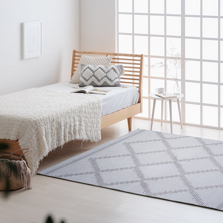 ラグ カーペット ベニワレン柄 シンプル 撥水 手洗い ボリュームラグ ホットカーペット対応 床暖房対応 グレー 約200×250cm ミエル(代引不可)