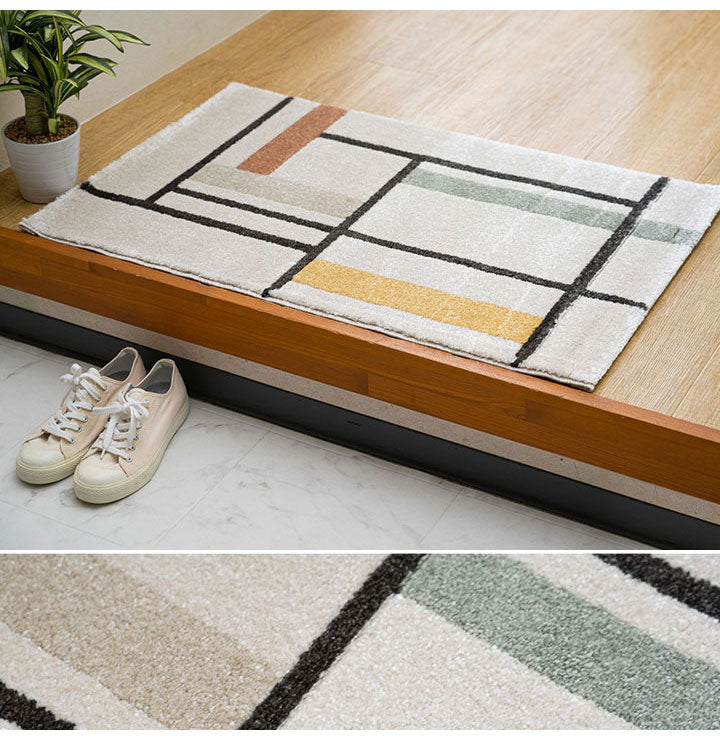 ウィルトン玄関マット 玄関 マット トルコ製 ウィルトン 織り 幾何柄 モダン シンプル ナチュラル 立体感 抗菌防臭 消臭 丈夫 へたりにくい 1年中 ソファー前用 ベッドサイド用 約70×120cm(代引不可)