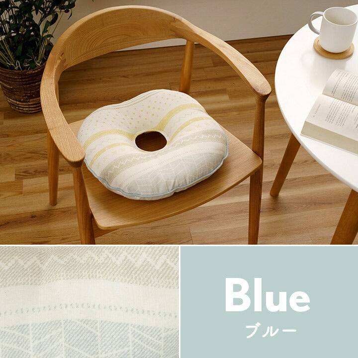 クッション 約35cm丸 日本製 円座 北欧 洗える 穴あき かわいい スラブ生地 国内綿入れ加工 ふかふか カークッション ダイニングチェア 座布団 椅子用(代引不可)