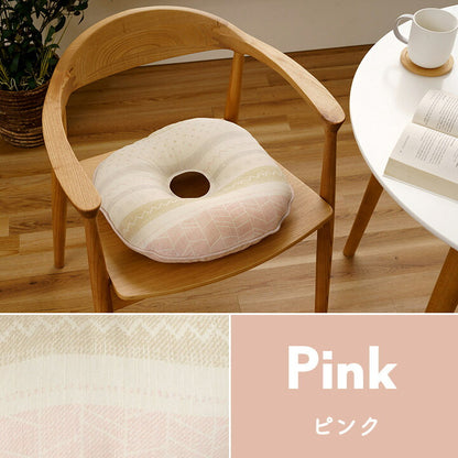 クッション 約35cm丸 日本製 円座 北欧 洗える 穴あき かわいい スラブ生地 国内綿入れ加工 ふかふか カークッション ダイニングチェア 座布団 椅子用(代引不可)