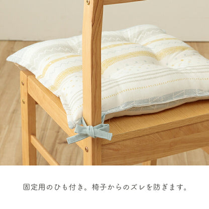 クッション シート 約43×43cm 日本製 北欧 洗える かわいい ひも付き 紐付き おしゃれ 国内綿入れ加工 ふかふか カークッション ダイニングチェア 座布団(代引不可)