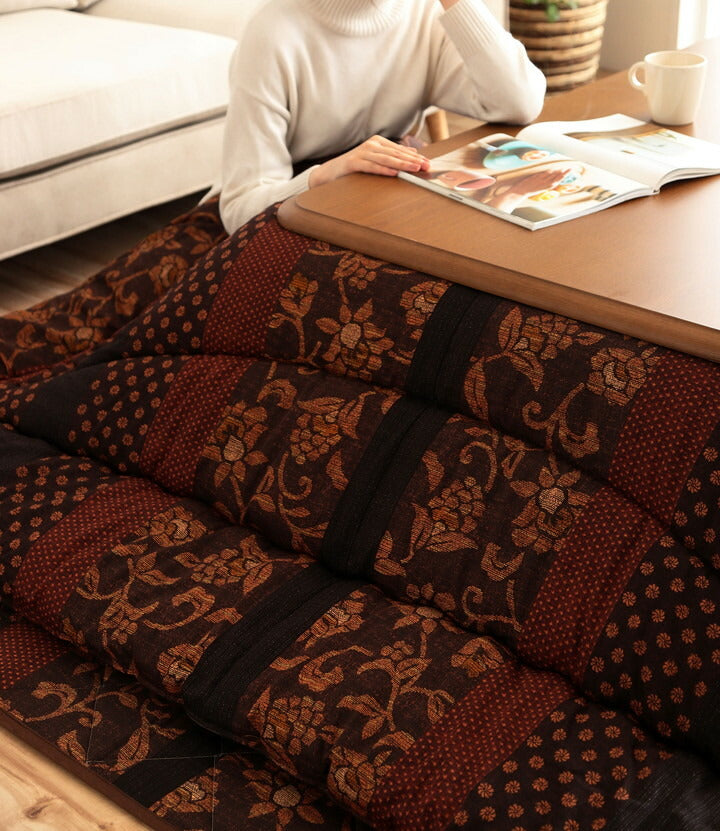 日本製 こたつ布団 こたつ厚掛け布団 単品 和柄 正方形 ブルー 約205×205cm かわいい おしゃれ(代引不可)