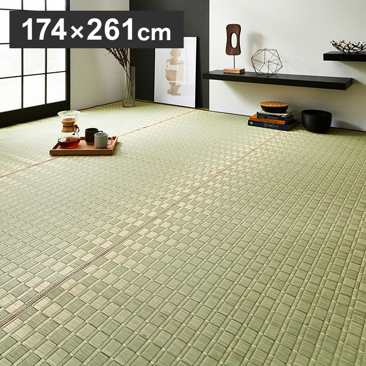 純国産 掛川織 江戸間3畳 約174×261cm 日本製 花ござ い草 敷物 カーペット 調温 消臭 絨毯 じゅうたん おしゃれ オールシーズン 北欧 新生活 シンプル ラグ 国産(代引不可)