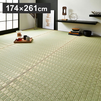 純国産 掛川織 江戸間3畳 約174×261cm 日本製 花ござ い草 敷物 カーペット 調温 消臭 絨毯 じゅうたん おしゃれ オールシーズン 北欧 新生活 シンプル ラグ 国産(代引不可)