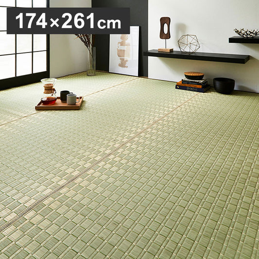 純国産 掛川織 江戸間3畳 約174×261cm 日本製 花ござ い草 敷物 カーペット 調温 消臭 絨毯 じゅうたん おしゃれ オールシーズン 北欧 新生活 シンプル ラグ 国産(代引不可)