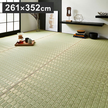 純国産 掛川織 江戸間6畳 約261×352cm 日本製 花ござ い草 敷物 カーペット 調温 消臭 絨毯 じゅうたん おしゃれ オールシーズン 北欧 新生活 シンプル ラグ 国産(代引不可)