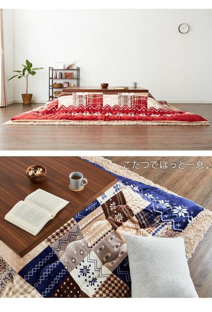 こたつ布団 190×190cm 正方形 パッチワーク柄 撥水加工 洗える ウォッシャブル 省スペース こたつ掛け布団 保温力 省エネ(代引不可)
