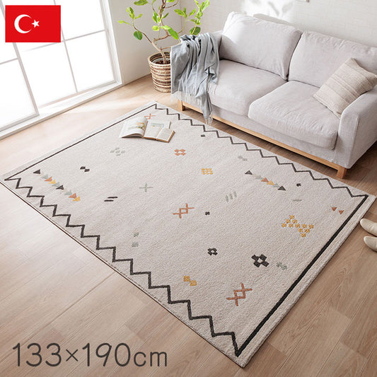 ウィルトンカーペット カーペット デザインラグ ウィルトンカーペット 長方形 アイボリー 北欧柄 幾何柄 約133×190cm(代引不可)