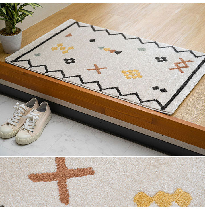 ウィルトン玄関マット 約70×120cm 玄関 マット トルコ製 ウィルトン 織り 民族柄 エスニック モダン シンプル ナチュラル 立体感 抗菌防臭 消臭 丈夫 へたりにくい 1年中 ソファー前用(代引不可)