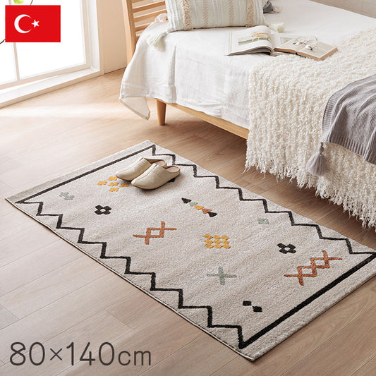 ウィルトンカーペット カーペット デザインラグ ウィルトンカーペット ルームマット ラグマット 長方形 アイボリー 北欧柄 幾何柄 約80×140cm(代引不可)