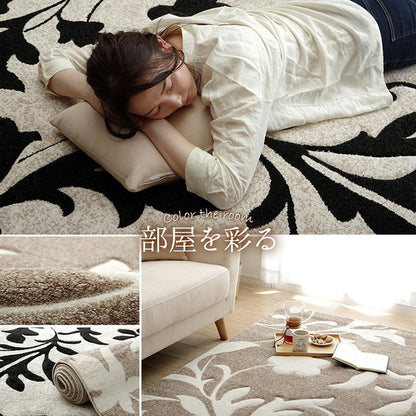 カーペット 約160×230cm ラグ マット トルコ ウィルトン 織り カービング 抗菌 防臭 消臭 へたりにくい エレガント インテリア オールシーズン 北欧 おしゃれ ラグマット 絨毯 じゅうたん 新生活(代引不可)