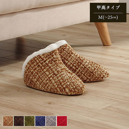 ルームシューズ スリッパ レディース レッド Mサイズ 約25cmまで 甲高 履きやすい 室内 もこもこ あったか 秋冬 冷え性 かわいい おしゃれ ギフト プレゼント ノート(代引不可)