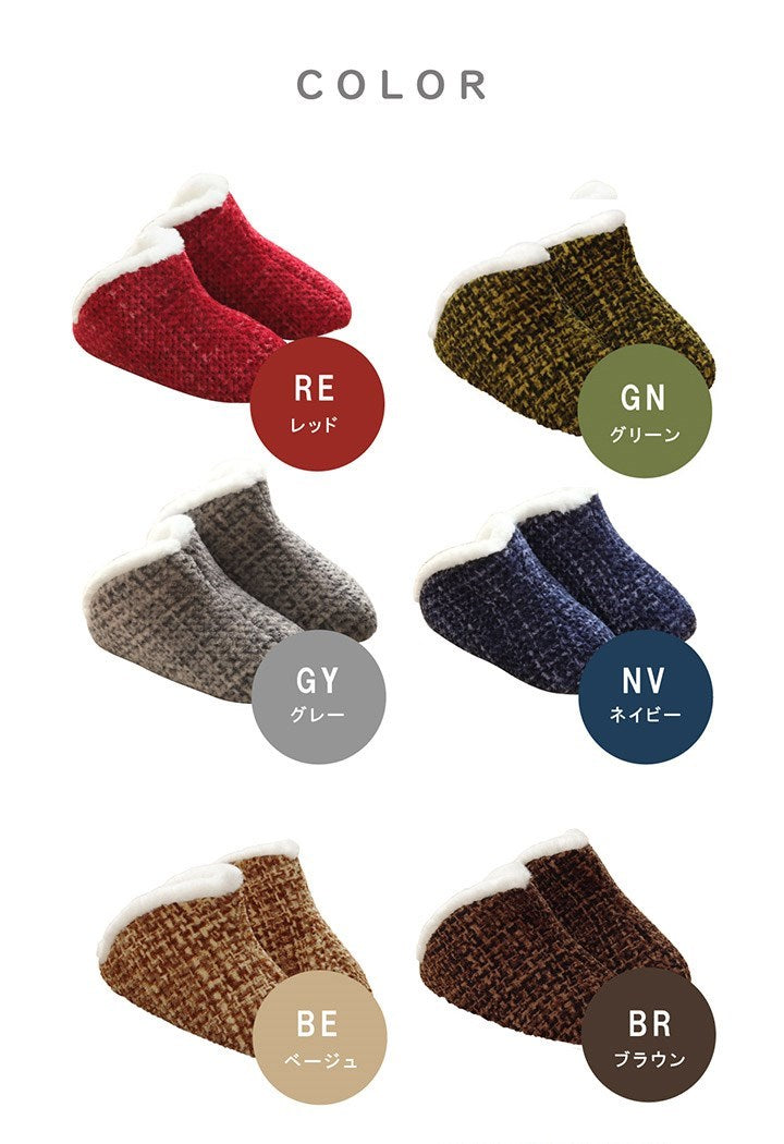 ルームシューズ スリッパ レディース レッド Mサイズ 約25cmまで 甲高 履きやすい 室内 もこもこ あったか 秋冬 冷え性 かわいい おしゃれ ギフト プレゼント ノート(代引不可)