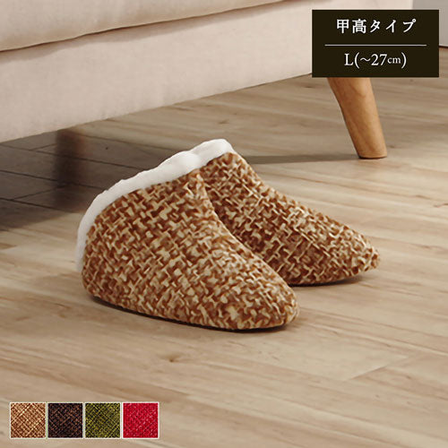 ルームシューズ スリッパ 兼用 レッド Lサイズ 約27cmまで 甲高 履きやすい 室内 もこもこ あったか 秋冬 冷え性 おしゃれ ギフト プレゼント ノート(代引不可)