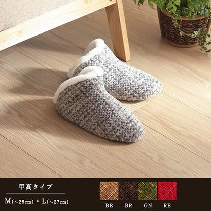 ルームシューズ スリッパ 兼用 レッド Lサイズ 約27cmまで 甲高 履きやすい 室内 もこもこ あったか 秋冬 冷え性 おしゃれ ギフト プレゼント ノート(代引不可)